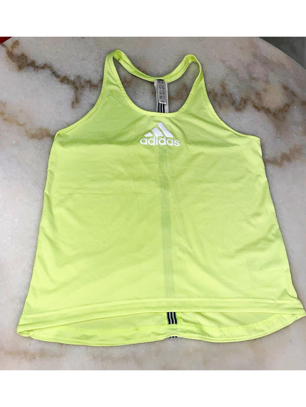 adidas Women’s Racerback Activewear Tank Top XS NeonGreen Lightweight Scoop Neck